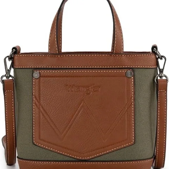 Wrangler Canvas Mini Top Handle Tote//Crossbody - Army - Picture 3 of 4